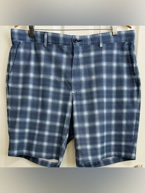 PGA Tour Plaid Active Stretch Waistband Men's Golf ShortsPeacoat Blue Size 38